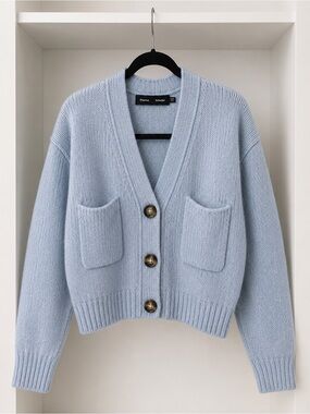Proenza Schouler Cashmere Blend Cropped Cardigan -Light Blue